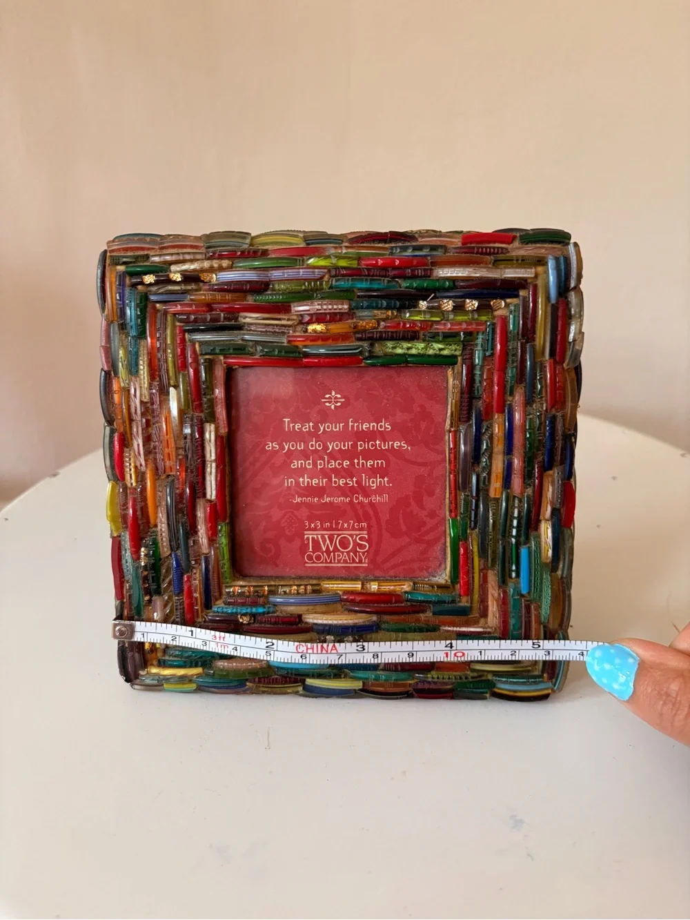 Vintage Two's Company Vibrant Multicolor Mosaic Square Frame